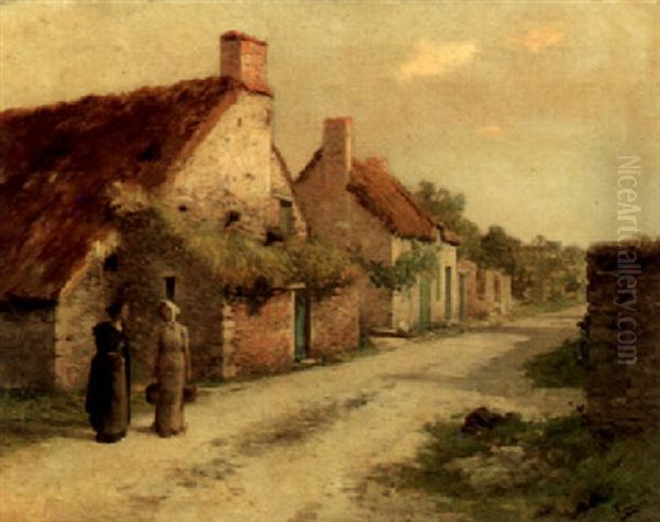 Coming From Town Oil Painting by Henry Lerolle