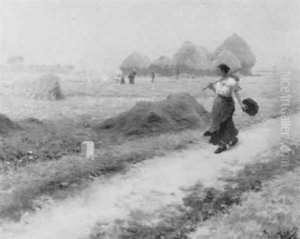 Returning Home From The Fields Oil Painting by Henry Lerolle