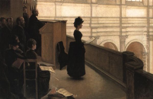 The Rehearsal In The Choir Loft Oil Painting by Henry Lerolle