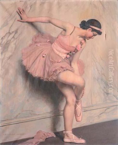 Ballerine Au Repos Oil Painting by Auguste Leroux