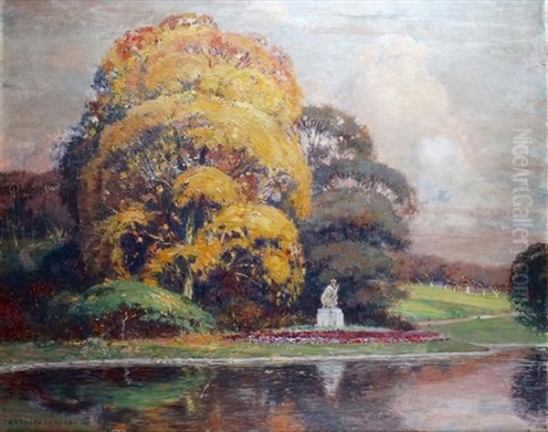 Statue Dans Un Parc Oil Painting by Auguste Leroux