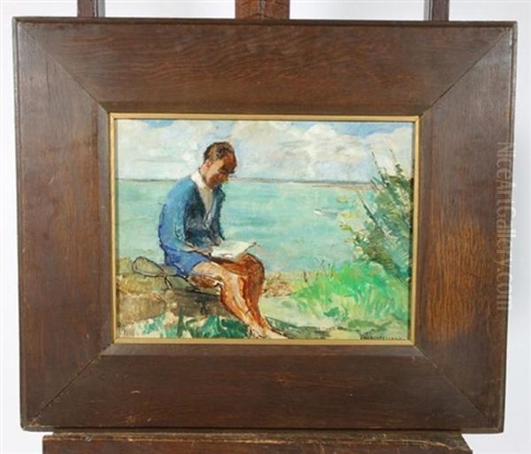 Personnage En Bord De Mer Et Paysage (recto-verso) Oil Painting by Auguste Leroux