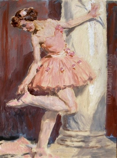 Ballerine Au Tutu Rose Oil Painting by Auguste Leroux