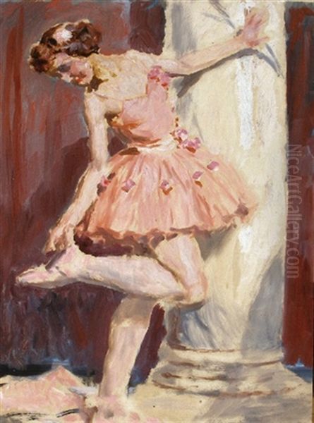 Ballerine Au Tutu Rose Oil Painting by Auguste Leroux