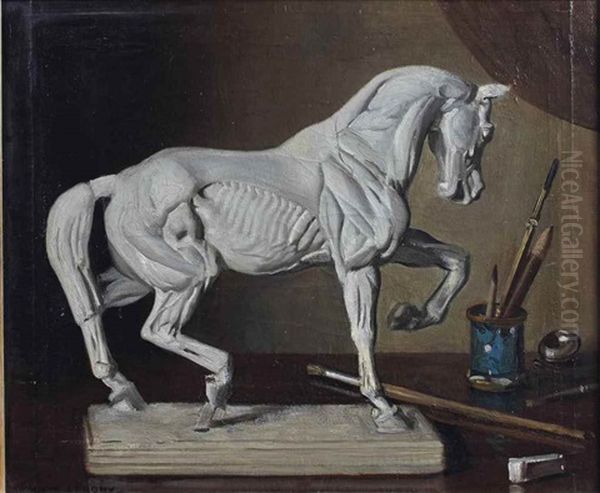 Nature Morte Au Cheval De Platre Oil Painting by Auguste Leroux