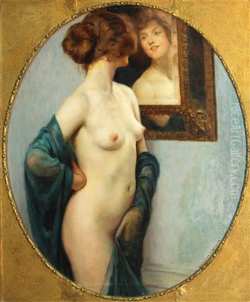 The Looking Glass Oil Painting by Auguste Leroux