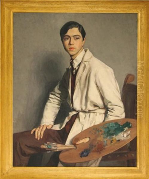 Portrait D'un Jeune Peintre Oil Painting by Auguste Leroux