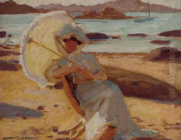 Sur La Plage Oil Painting by Auguste Leroux