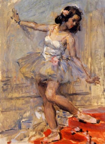 Ballerine S'appuyant Sur Un Mur Oil Painting by Auguste Leroux