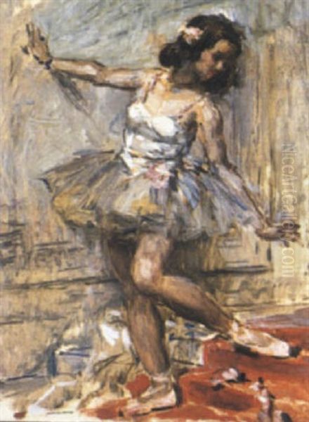 Ballerine S'appuyant Sur Un Mur Oil Painting by Auguste Leroux