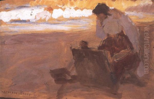 Clotilde Sur La Plage De Roteneuf Oil Painting by Auguste Leroux