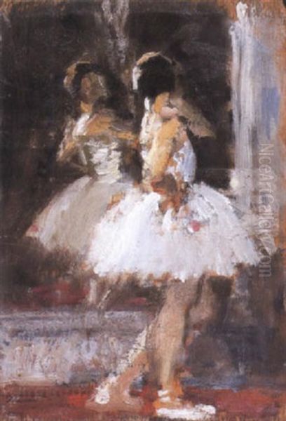 Ballerine Au Miroir Oil Painting by Auguste Leroux