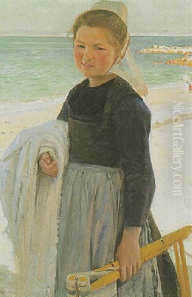 Jeune Bretonne Oil Painting by Auguste Leroux