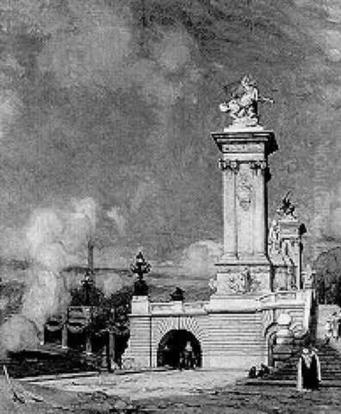 Paris, L'exposition Coloniale, Le Pont Alexandre Iii Oil Painting by Auguste Leroux