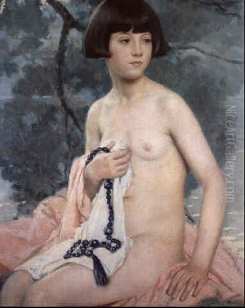 Jeune Fille Nue Oil Painting by Auguste Leroux