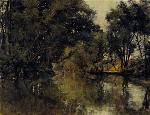 Bords De Riviere Oil Painting by Louis Eugene Leroux