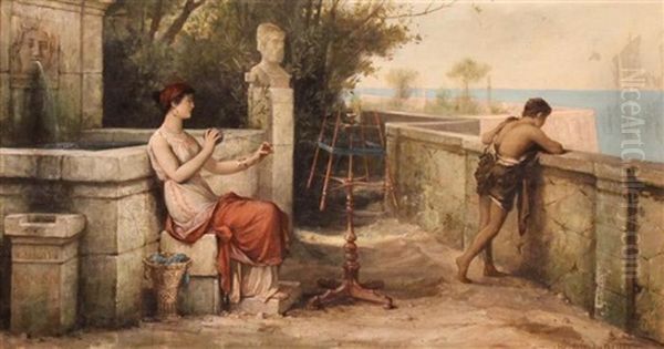 Penelope And Telemaque Oil Painting by Louis Hector Leroux