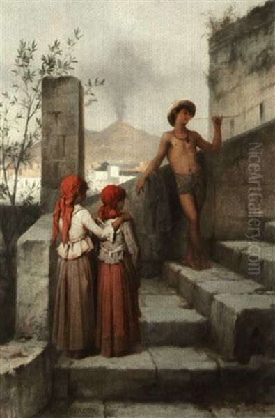 Au Tombeau De Virgile Oil Painting by Louis Hector Leroux