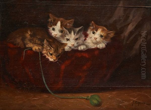 Le Panier Aux Chatons Oil Painting by Jules Leroy