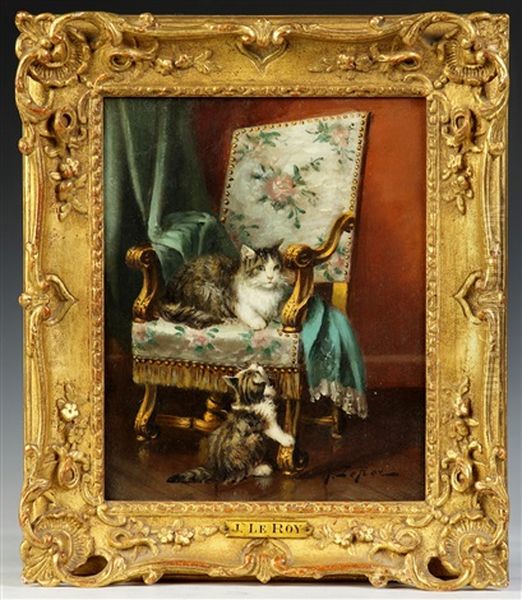 Cats Oil Painting by Jules Leroy