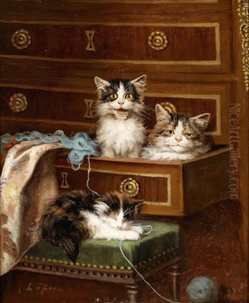 Katzenkinder Oil Painting by Jules Leroy