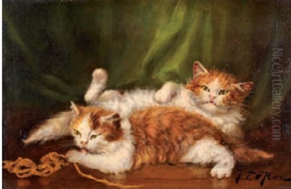 Chats Endormis Oil Painting by Jules Leroy