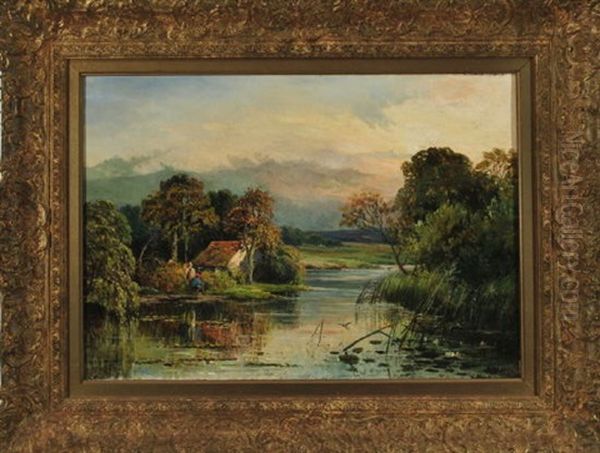 Flusslandschaft Mit Anglern Oil Painting by Louis Joseph Leroy