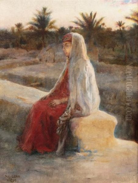 Le Soir A Foughala, Pres De Biskra Oil Painting by Paul Alexandre Alfred Leroy