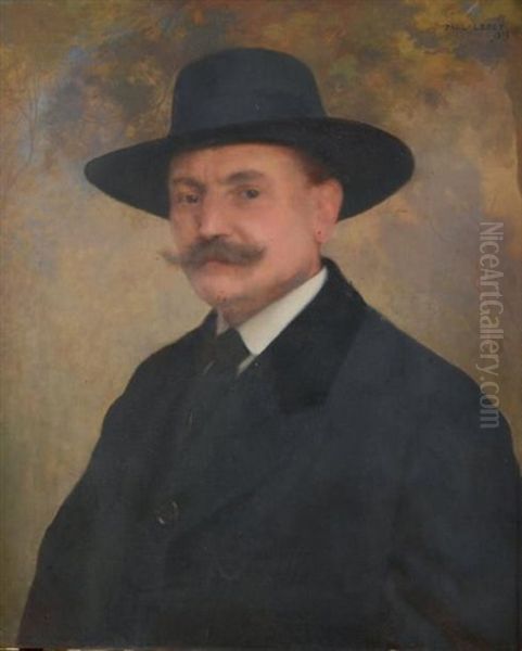 Portrait D'homme Au Chapeau Noir Oil Painting by Paul Alexandre Alfred Leroy