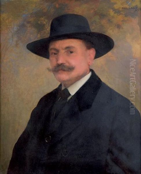 Portrait D'homme Au Chapeau Noir Oil Painting by Paul Alexandre Alfred Leroy