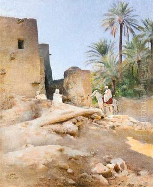 Dans La Palmeraie Oil Painting by Paul Alexandre Alfred Leroy