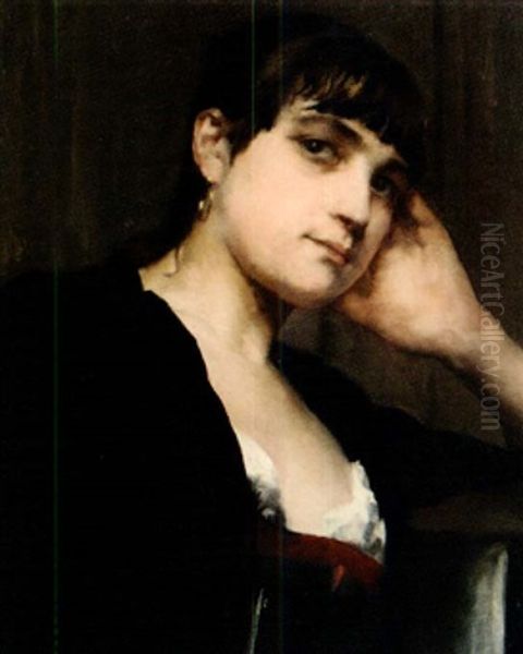 Portrait De Femme Oil Painting by Paul Alexandre Alfred Leroy