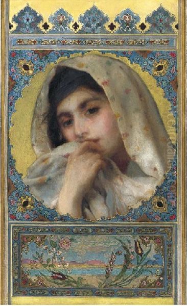 An Oriental Beauty Oil Painting by Paul Alexandre Alfred Leroy