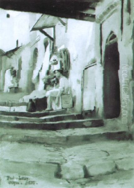 Vue Animee Dans La Casbah D'alger Oil Painting by Paul Alexandre Alfred Leroy