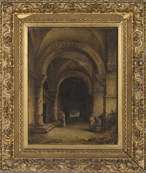 Monastere Oil Painting by Charles-Louis Lesaint