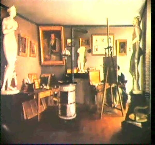 Vue D'un Atelier De Peintre Oil Painting by Charles-Louis Lesaint