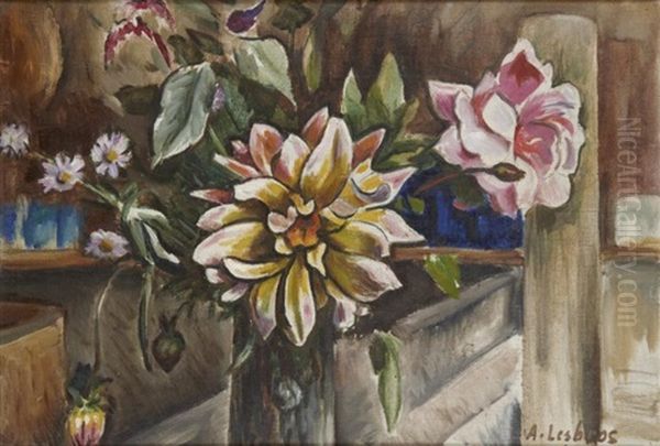 Bouquet De Fleurs Oil Painting by Alfred Lesbros