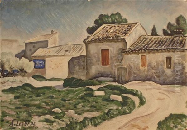 La Ferme (+ La Cygne Du Rocher; 2 Works) Oil Painting by Alfred Lesbros