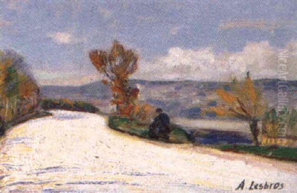 Peintre Sur Le Motif En Automne Oil Painting by Alfred Lesbros