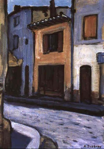 La Maison Orange, Rue Mauvert A Avignon Oil Painting by Alfred Lesbros