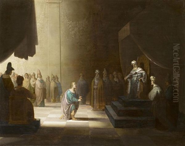 Joseph Deutet Den Traum Des Pharao Oil Painting by Paulus Lesire