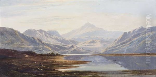 Llyn Eigian, North Wales And Loch Lydoch, Perthshire Oil Painting by Charles Leslie