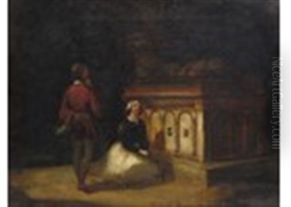 At The Tomb Oil Painting by Charles Leslie