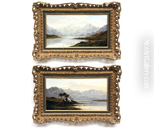 Highland Landscapes (a Pair) Oil Painting by Charles Leslie