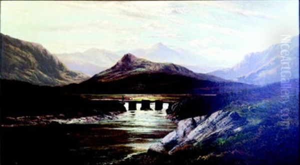 A Highland Bridge Oil Painting by Charles Leslie