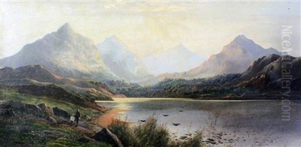 A Pool Of Arrenig Back (+ Early Morning, Llyn Y Foel, North Wales; Pair) Oil Painting by Charles Leslie