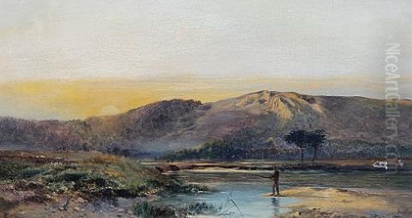 The Surrey Hills (+ On The Thames; Pair) Oil Painting by Charles Leslie