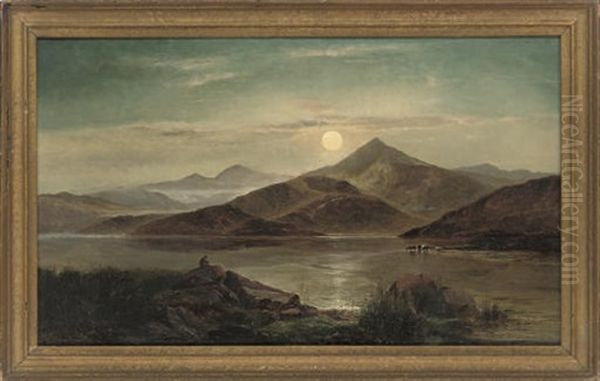 Harvest Moon, Bala Lake, North Wales by Charles Leslie