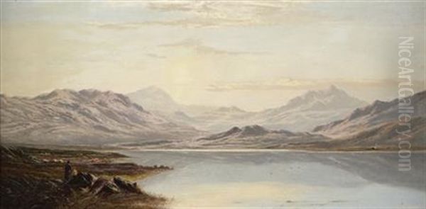 Llyn Ceiriondyd, North Wales Oil Painting by Charles Leslie