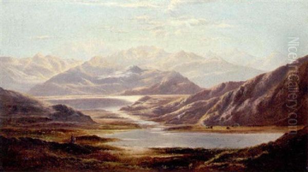 Sunset Over The Loch Oil Painting by Charles Leslie